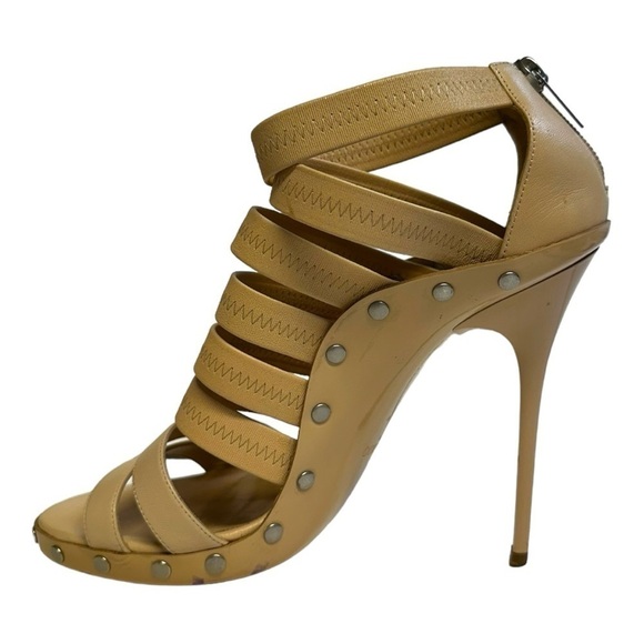 Jimmy Choo Aston Elastic Sandal Leather Nude Heels Shoes 39.5 9.5 - Picture 11 of 16